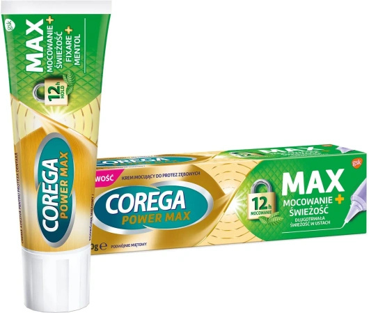 Corega Max Mocowanie + Świeżość Smak podwójnie miętowy Krem do protez, 40 g