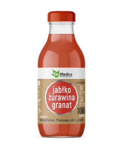 EkaMedica Sok jabłkowy z dodatkiem żurawiny i granatu, 300 ml