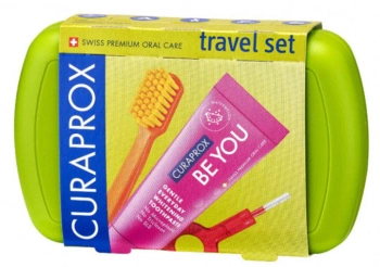 Curaprox Travel Zestaw podróżny + zielone etui