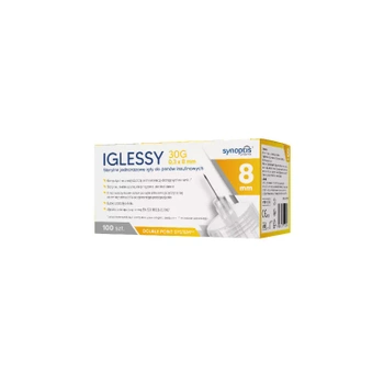 Iglessy Igły do pena insulinowe sterylne 00,30 x 8mm, 100 sztuk