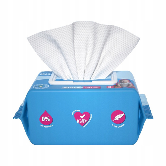 HUBI Chusteczki nawilżane wodą 99,9%, 80 sztuk