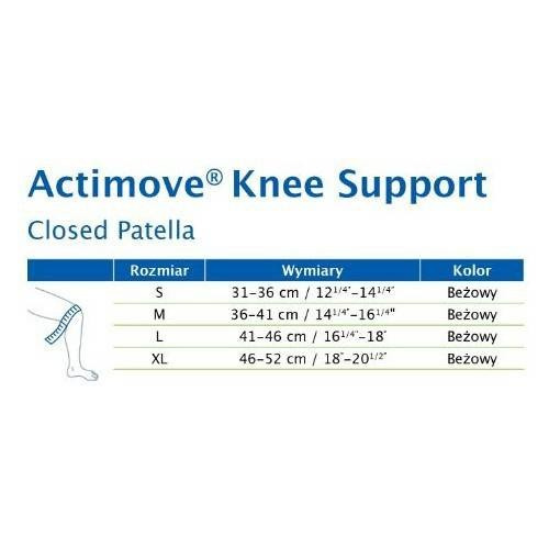 ACTIMOVE Opaska stabilizująca staw kolanowy z zabudowaną rzepką i 2 fiszbinami, rozm. L x 1 sztuka