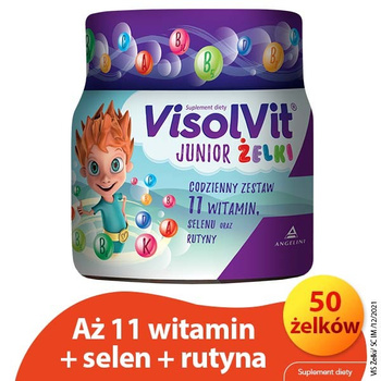 VISOLVIT Junior żelki, witaminy i minerały dla dzieci po 3 r.ż. x 50 owocowych żelków