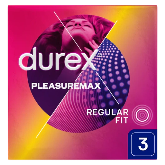 Durex Pleasuremax Prezerwatywy z wypustkami i prążkami, 3 sztuki