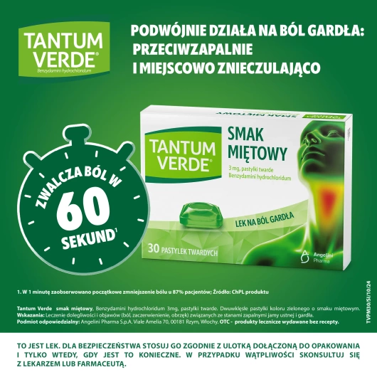 Tantum Verde 3 mg Smak miętowy, 30 pastylek do ssania
