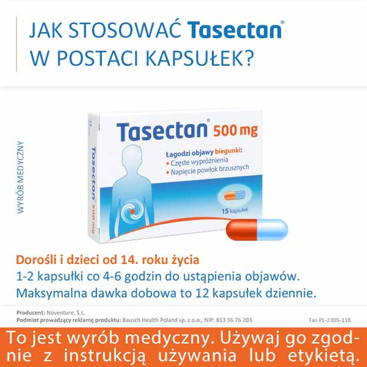 Tasectan 500 mg, 15 kapsułek