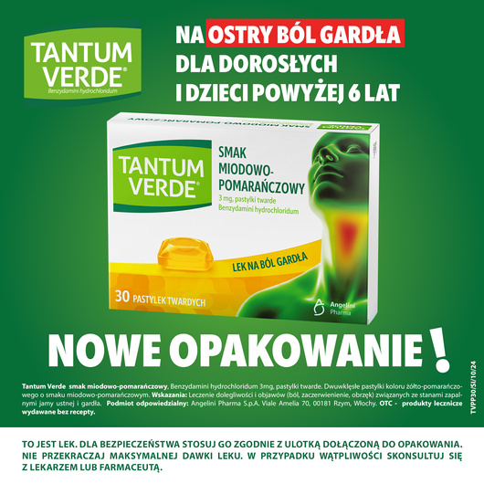 Tantum Verde smak miodowo-pomarańczowy, 30 pastylek 