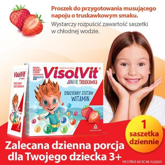 VISOLVIT JUNIOR o smaku truskawkowym, 30 saszetek