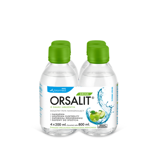 Orsalit Drink smak jabłkowy  płyn doustny 4x200ml