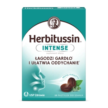 Herbitussin Intense pastylki do ssania, 10 sztuk.