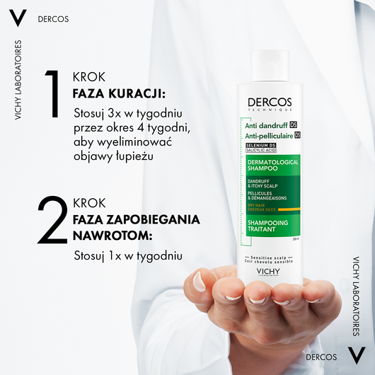 VICHY Dercos DS Szampon przeciwłupieżowy do włosów suchych, 200ml
