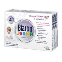 Bioaron Junior 4+ Miękkie kapsułki do żucia, smak owocowej gumy balonowej, 30 sztuk