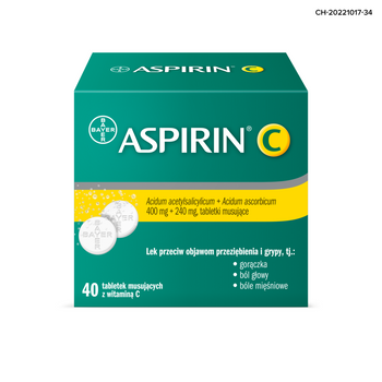 Aspirin C tabletki musujące 400mg+240mg x 40 sztuk