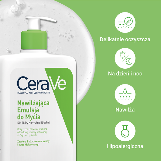 CeraVe Nawilżająca Emulsja do mycia, skóra normalna i sucha, 473ml