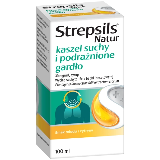 Strepsils Natur kaszel suchy i podrażnione gardło, 30 mg/ml Syrop, 100 ml