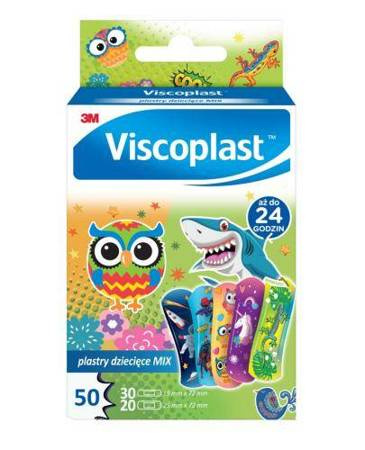 VISCOPLAST Zestaw Plastrów dziecięcych Mix 2rozmiarów, 50 sztuk