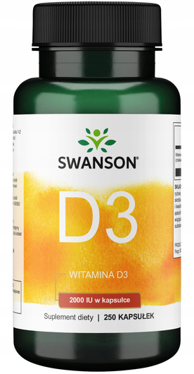 Swanson Witamina D3 2000 IU, 250 kapsułek