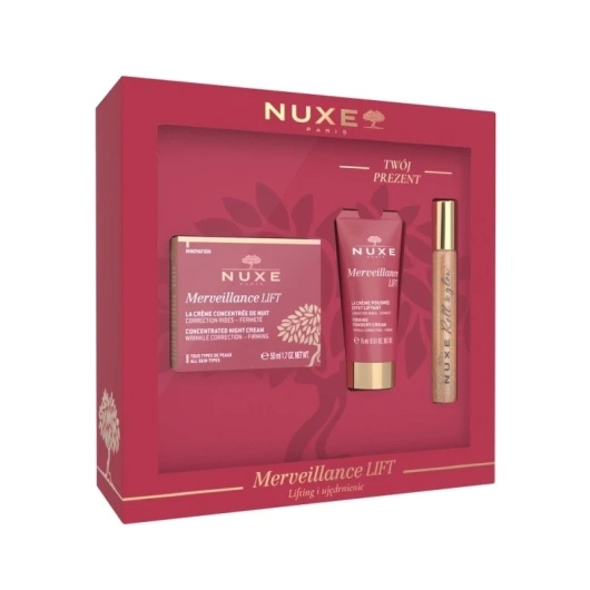 Nuxe Merveillance Lift Zestaw Krem na noc 50 ml + krem na dzień 15 ml  + olejek z drobinkami roll-on 8 ml