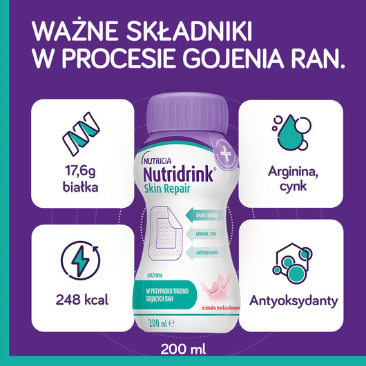 Nutridrink Skin Repair o smaku czekoladowym, 4x200ml