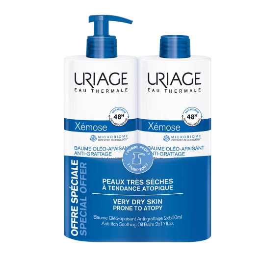 Uriage Xemose Dwupak Kojący olejek w kremie, 2 × 500 ml 
