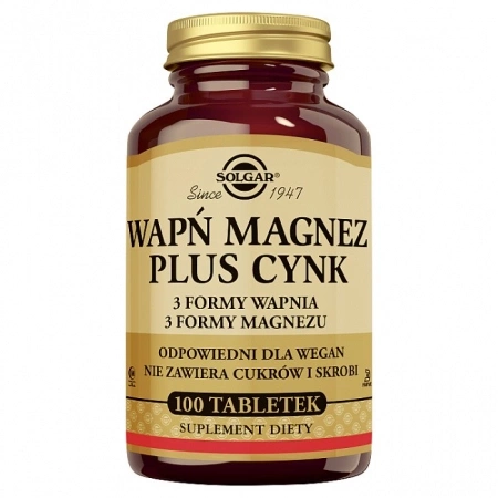 Solgar Wapń Magnez Plus Cynk, 100 tabletek