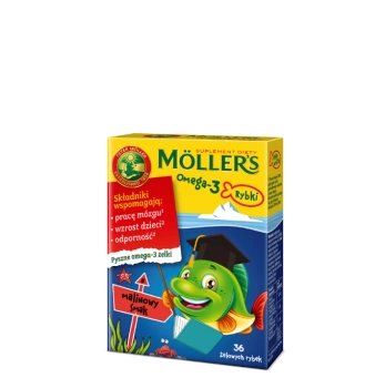 MOLLER'S OMEGA-3 RYBKI smak malinowy,  36 żelek