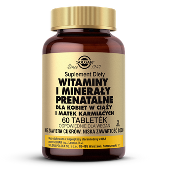 Solgar Witaminy i minerały prenatalne, 60 tabletek