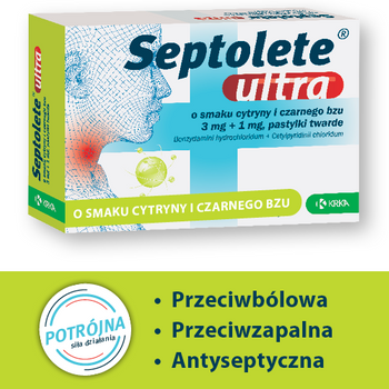 SEPTOLETE ULTRA x 16 pastylek o smaku cytryny i czarnego bzu