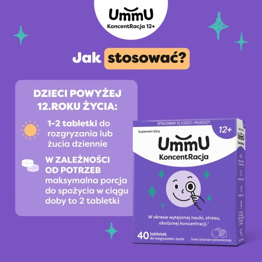 UmmU KoncentRacja 12+, 40 tabletek do żucia