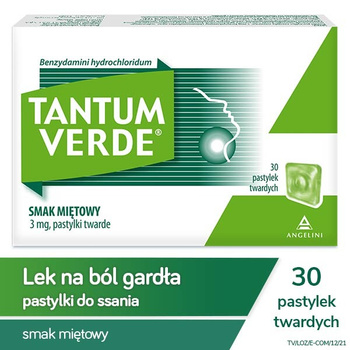 TANTUM VERDE smak miętowy 3mg,  30 pastylek do ssania