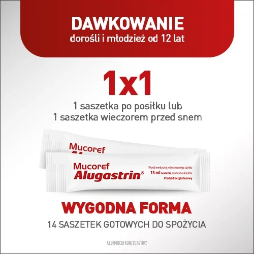 Mucoref Alugastrin, 14 saszetek x 15 ml