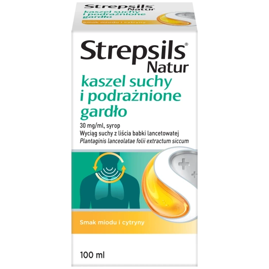 Strepsils Natur kaszel suchy i podrażnione gardło, 30 mg/ml Syrop, 100 ml