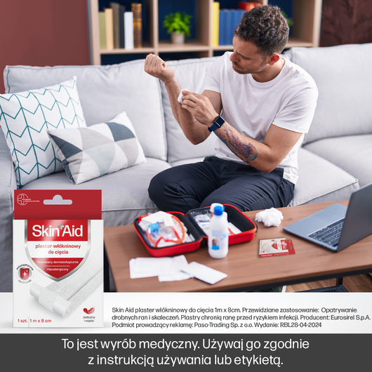 Skin Aid Plaster włókninowy do cięcia 1m x 8 cm