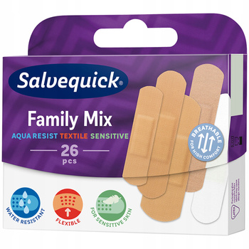 SALVEQUICK MED FAMILY MIX Plastry opatrunkowe - 26 sztuk