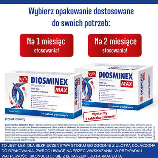 DIOSMINEX MAX 1000 mg, 60 tabletek