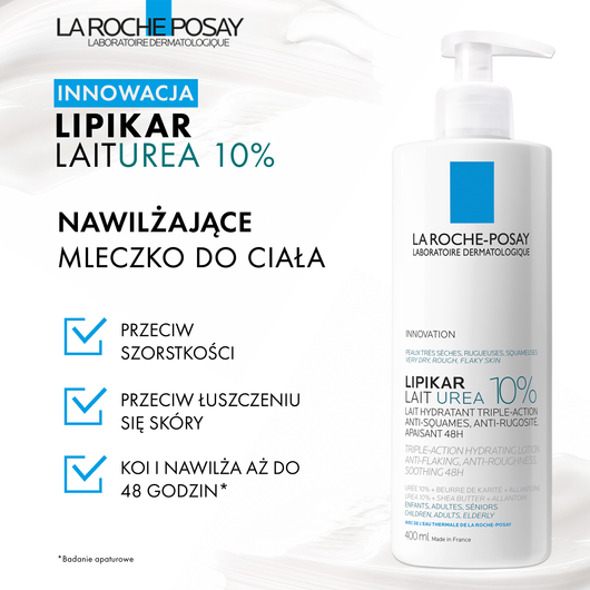 LA ROCHE-POSAY Lipikar Lait Urea 10% Mleczko Nawilżające, 400ml