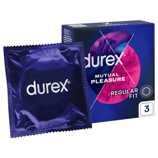Durex Mutual Pleasure Prezerwatywy dla dłuższego stosunku z wypustkami, 3 sztuki