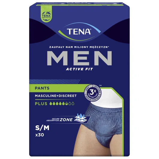 Tena Men Active Fit Pants Plus Rozmiar S/M (75-105cm) Bielizna chłonna, 30 sztuk