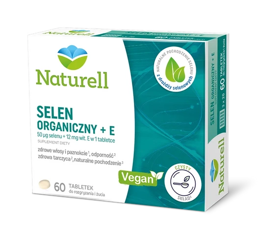 NATURELL Selen organiczny + E, 60 tabletek do ssania