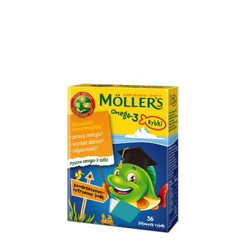 MOLLER'S OMEGA-3 RYBKI smak pomarańczowo-cytrynowy, 36 żelek