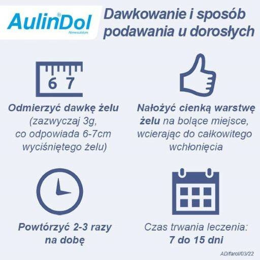 AulinDol, 30 mg/g, lek na ból przy skręceniu stawów i przy urazowym zapaleniu ścięgien, żel 50 g