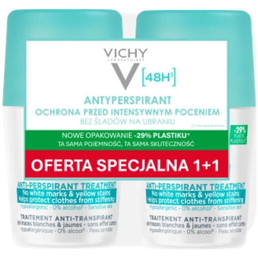 Vichy Dwupak Antyperspirant 48h Przeciw Śladom Na Ubraniach, 2 x 50 ml