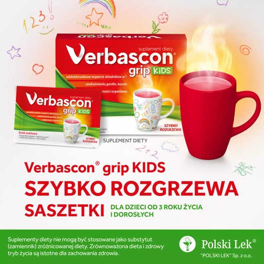 Verbascon Grip Kids, 10 saszetek do rozpuszczania