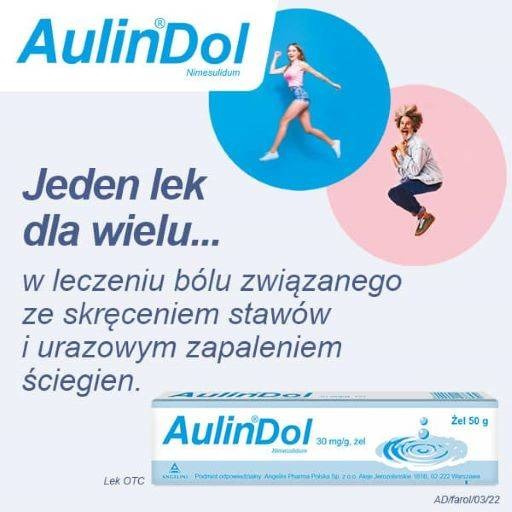 AulinDol, 30 mg/g, lek na ból przy skręceniu stawów i przy urazowym zapaleniu ścięgien, żel 50 g