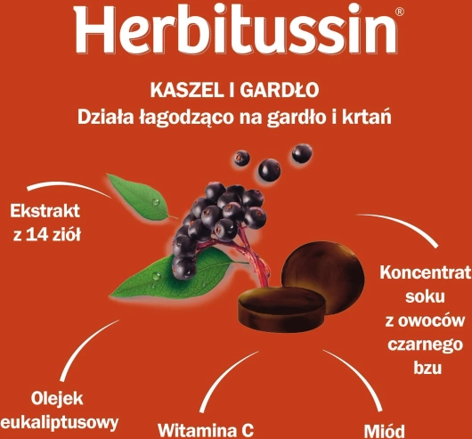 HERBITUSSIN KASZEL I GARDŁO x 12 pastylek do ssania