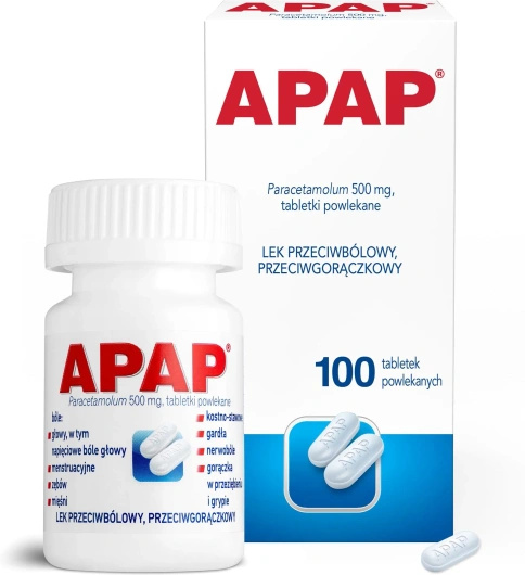 APAP 500 mg,  100 tabletek powlekanych