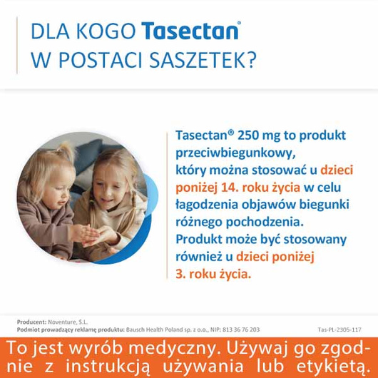 Tasectan 250mg, proszek do stosowania u dzieci, 20 saszetek