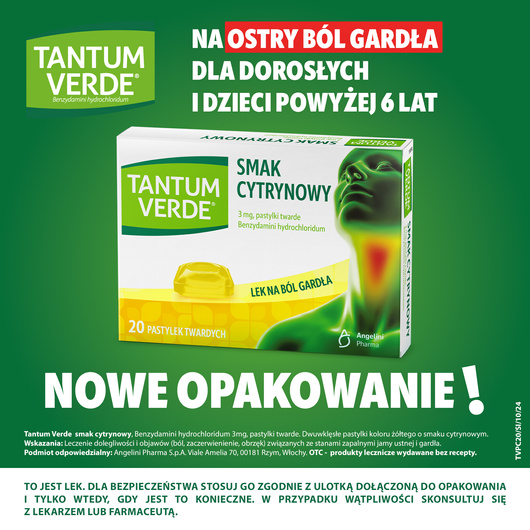 Tantum Verde smak cytrynowy pastylki twarde 3mg x 20 sztuk 