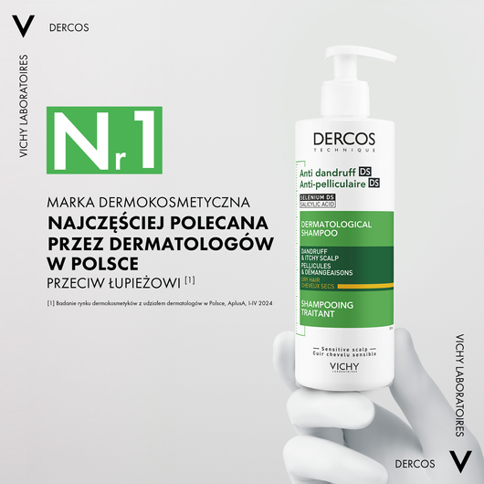 VICHY Dercos DS Szampon przeciwłupieżowy do włosów suchych, 390ml