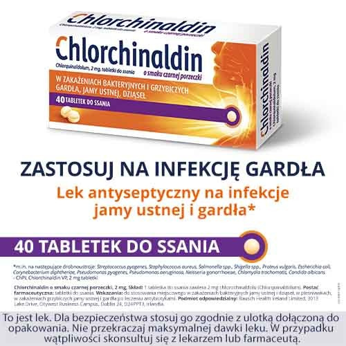 Chlorchinaldin 2mg o smaku czarnej porzeczki, 40 tabletek do ssania 